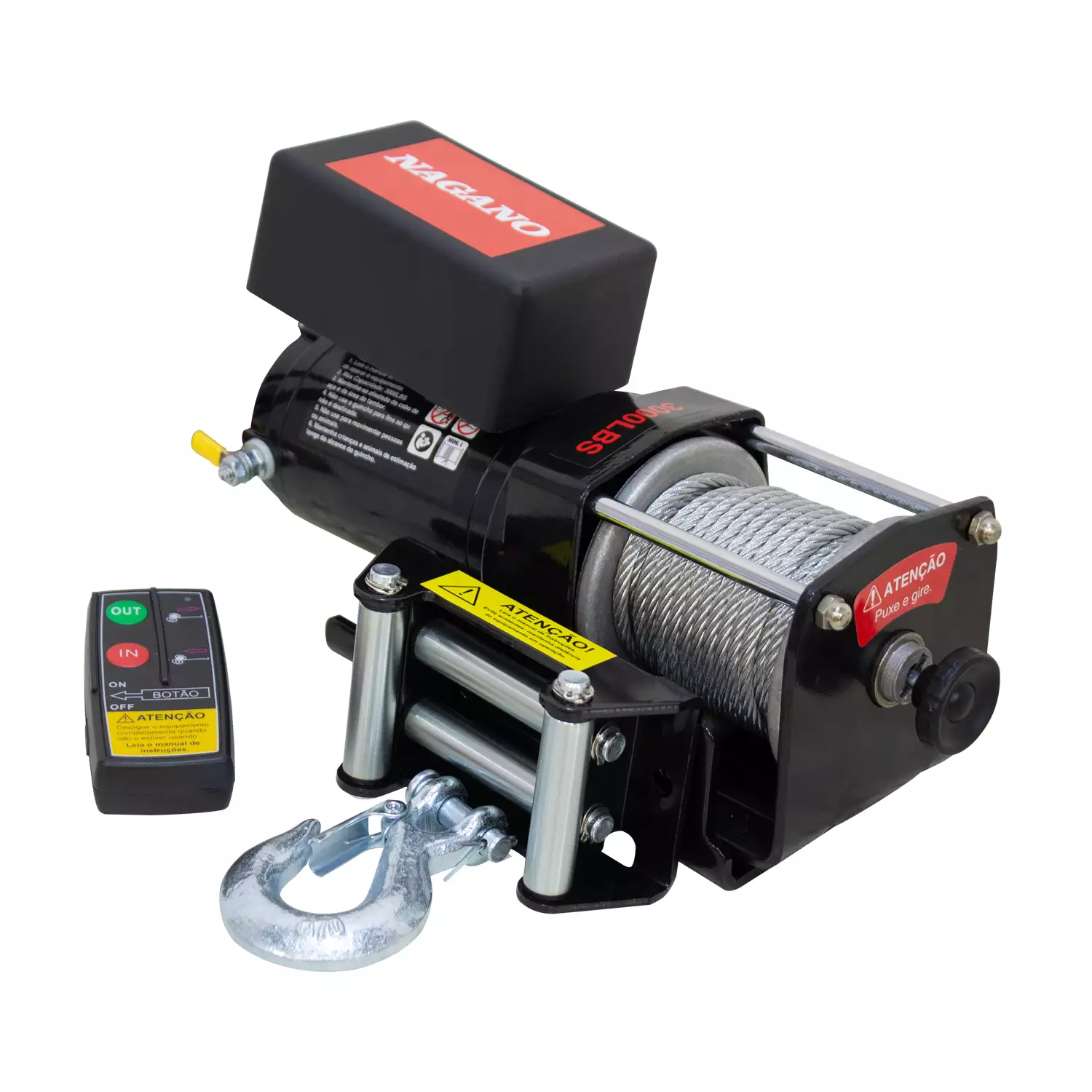 Guincho Elétrico 3000LB 1361kg 12v para Quadriciclo Jipe Troller