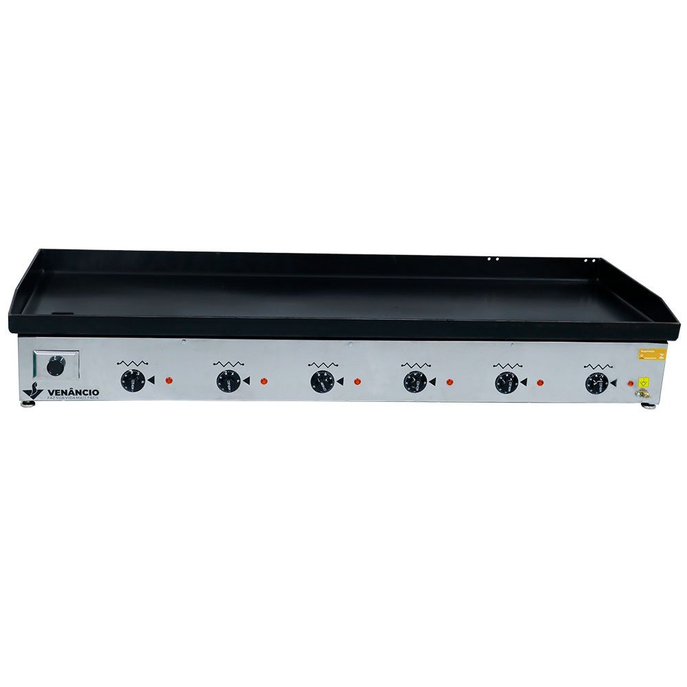 Chapa Elétrica em Inox 1800W 220V Monofásica com 6 Queimadores VENANCIO-CE140