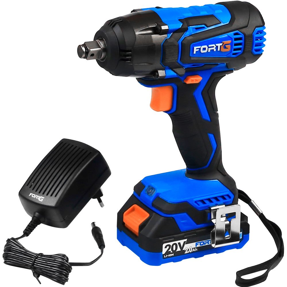 Chave de Impacto 1/2 Pol. 350Nm 20V 2Ah Intercambiável com Velocidade Variável e Reversível incluso Carregador Rápido Compacto FORTGPRO-FG3027XS2