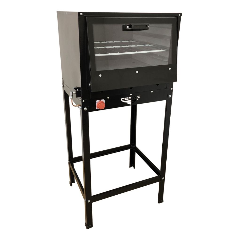Forno Industrial Médio Baixa Pressão FRG-08 a Gás GLP 80L Tampa de Vidro com Cavalete CEFAZ-FRG-08