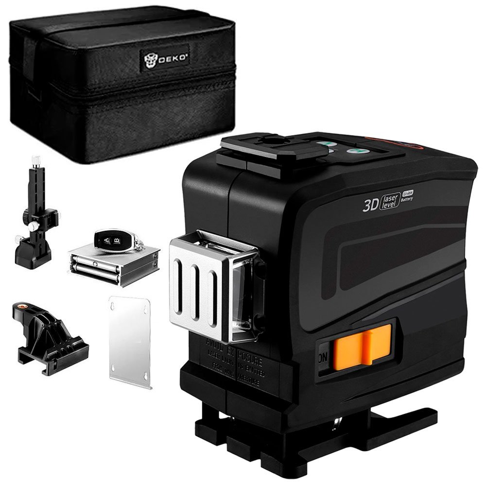 Nível a Laser Profissional 12 Linhas Verdes e 30 metros com Controle Remoto Bolsa e Acessórios DEKO-LL12-GTD