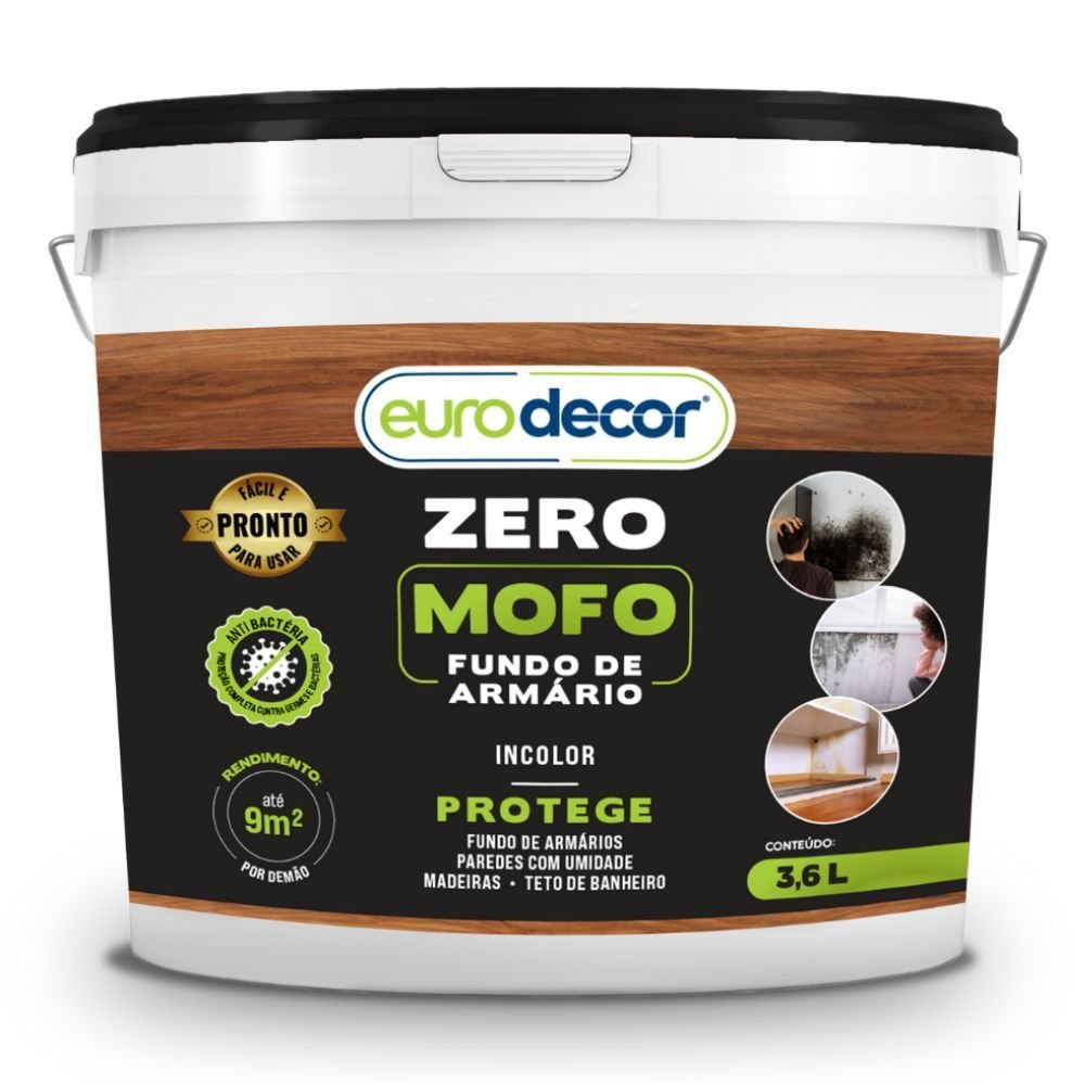Zero Mofo Incolor Fundo de Armário, Madeiras, Concreto, Pedras e Resinados 3,6 Kg EURODECOR-04.01.03.0009