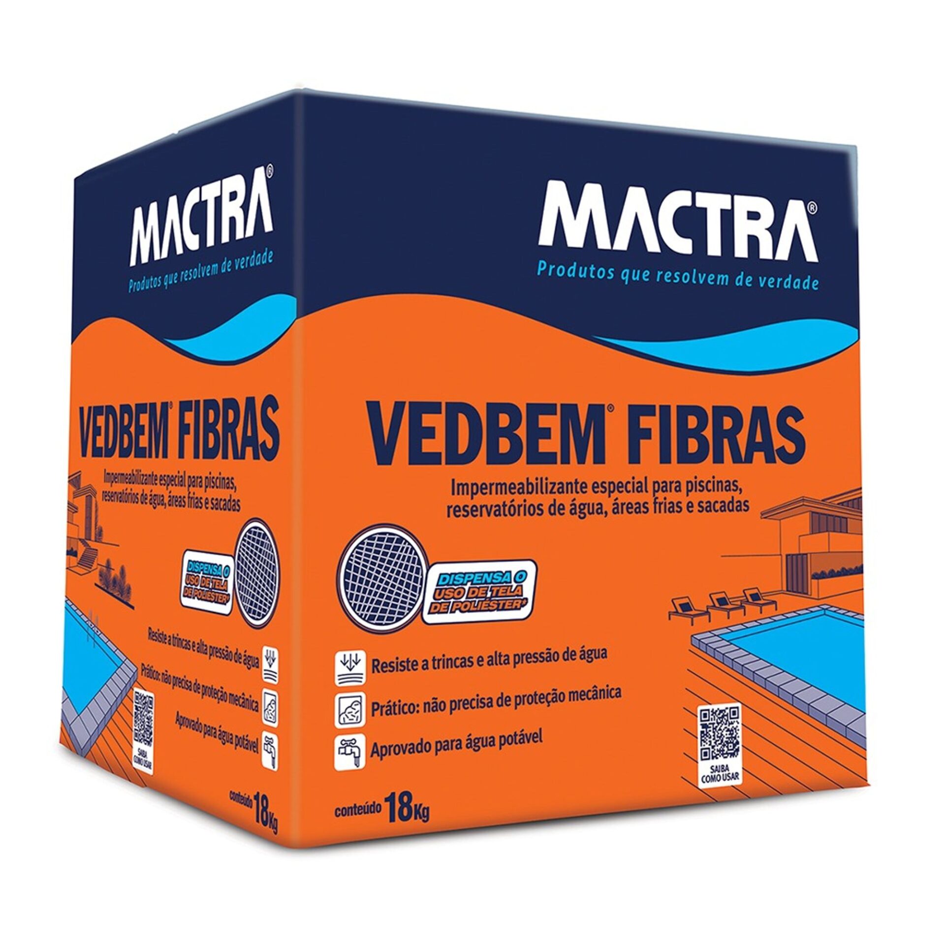 Argamassa Polimérica Elástica Bicomponente Vedbem Fibras 18Kg Mactra