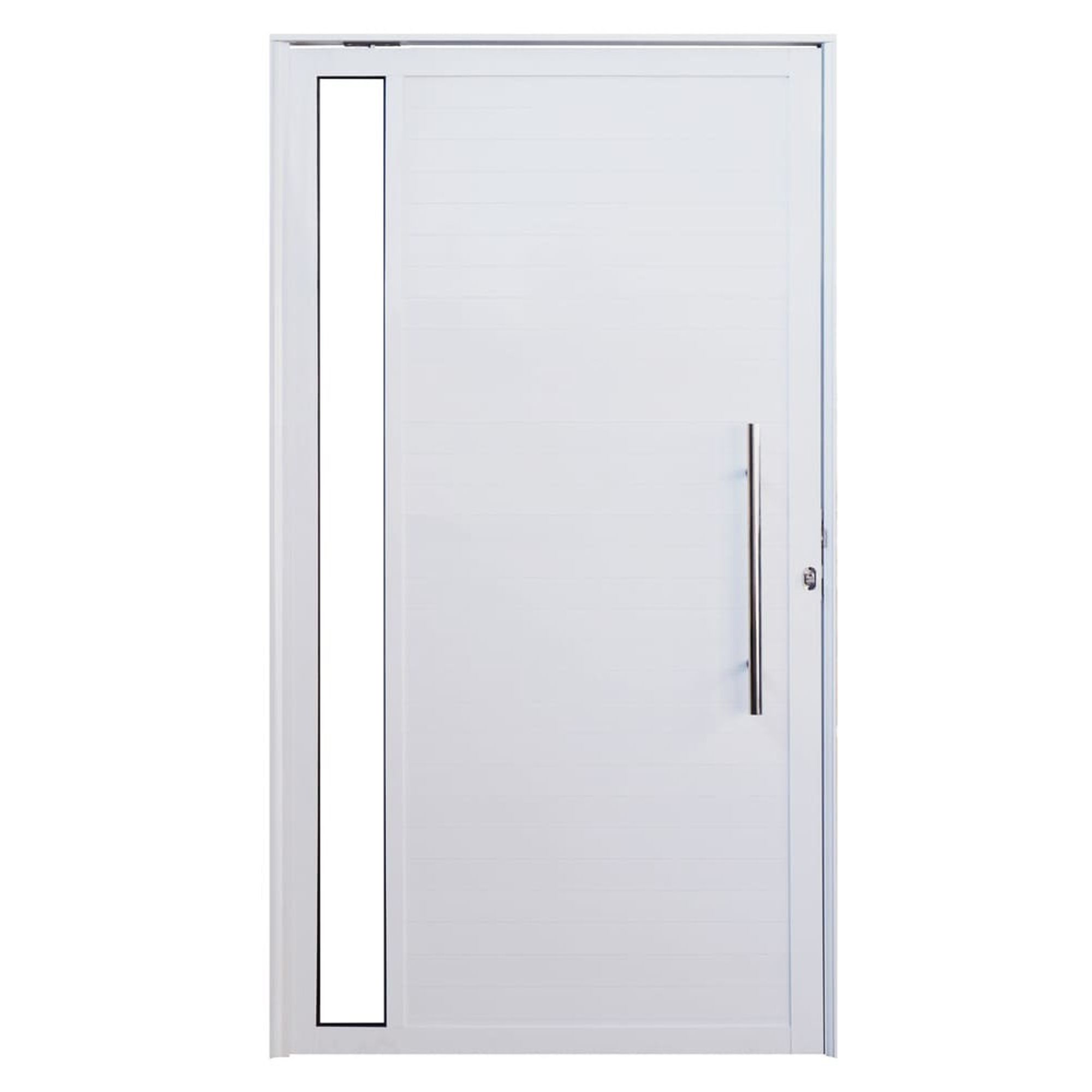 Porta Pivotante Lambril Alumínio Branco com Visor 210x100cm Lux