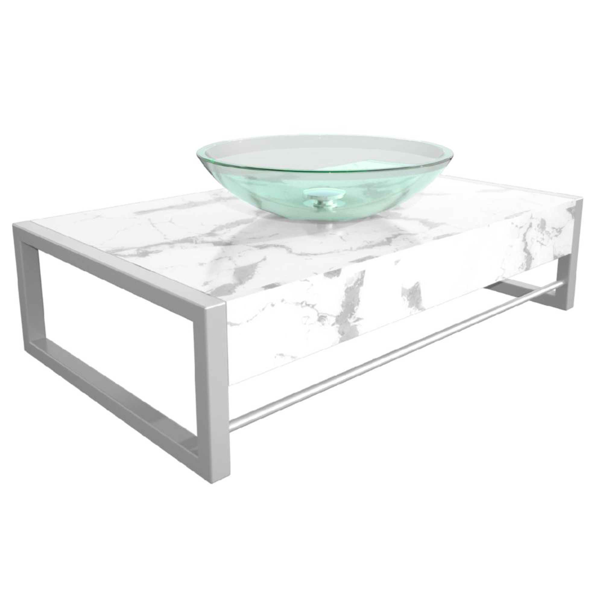 Gabinete Banheiro Cuba e Bancada Argos Branco 71,2cm Cris Metal