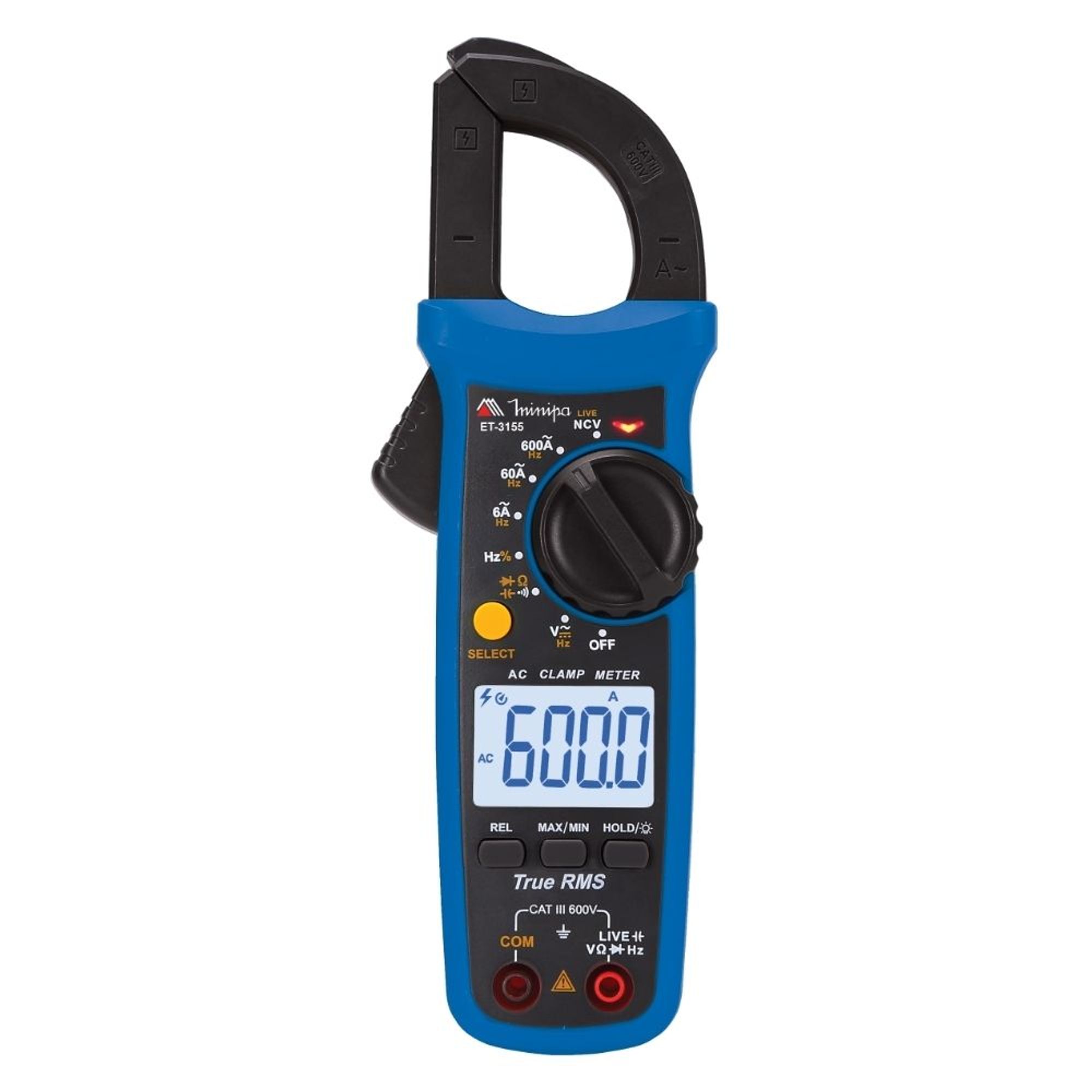Alicate Amperimetro CAT lll-600V ET3155 Minipa