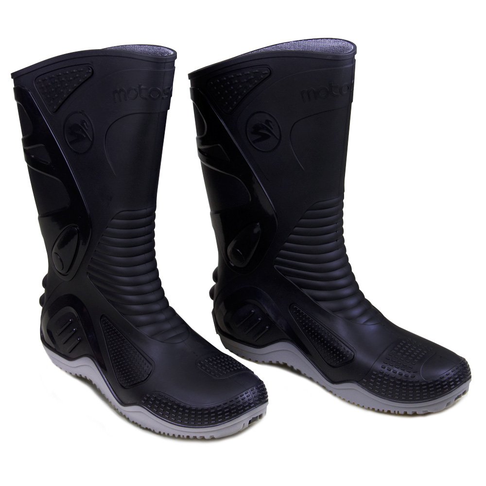 Bota de PVC N40 Preto com Sola Cinza para Motoqueiro MOTOSAFE-84BPM60040C