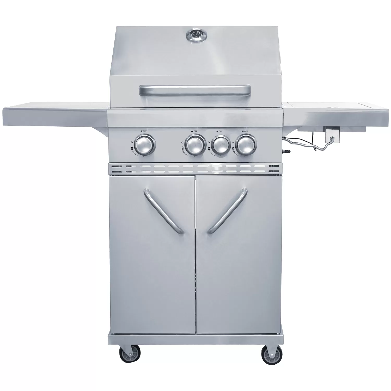 Churrasqueira a Gás Inox 3 Queimadores Mais 1 Lateral Americano a Bafo Carrinho