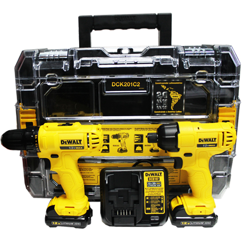 Combo Furadeira Parafusadeira 12v com baterias, carregador e maleta – DCK201C2BR