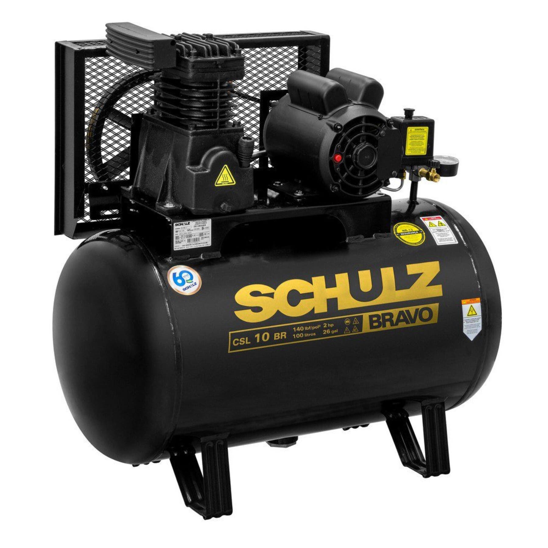Compressor de Ar 100L 2HP Schulz Bravo CSL 10BR|100 Profissional