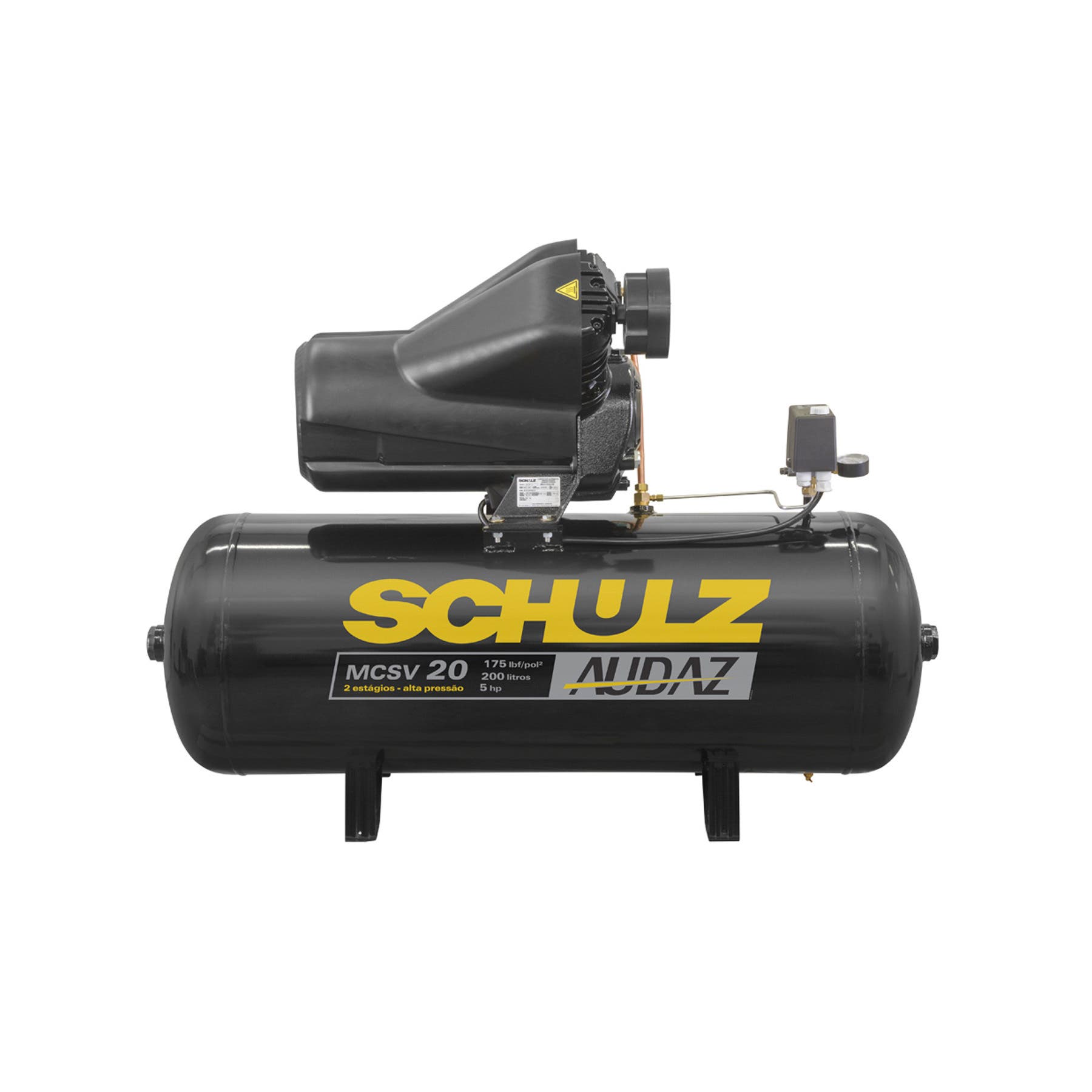 Compressor de Ar 200L 5HP 220V Schulz Audaz MCSV 20|200 com Pressostato de Partida Profissional