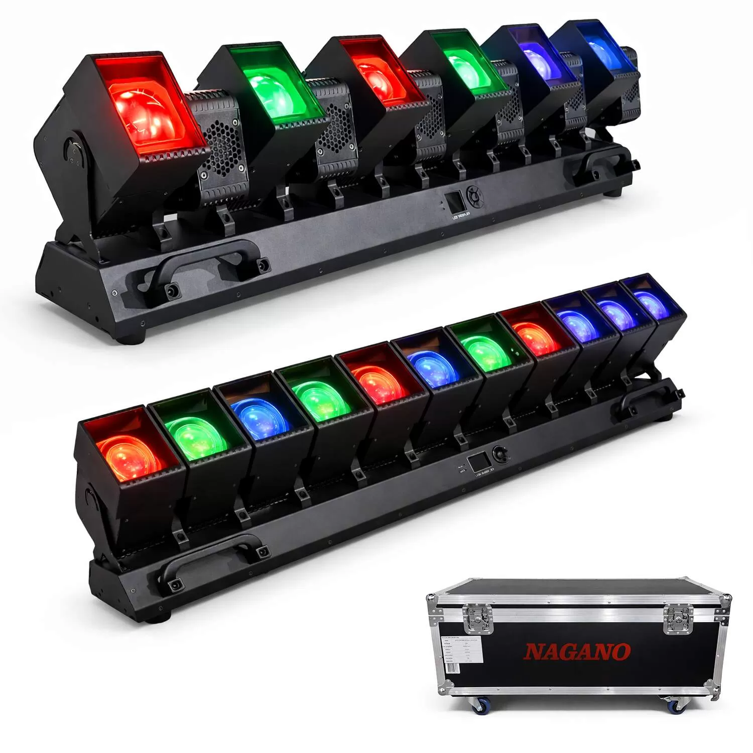Kit 2 Barras Giratória Máquina Led RGB 12 Cabeças 800w