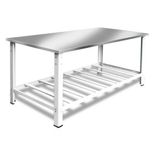 Mesa Tampo Aço Inox com Paneleiro 190 x 70 x 80