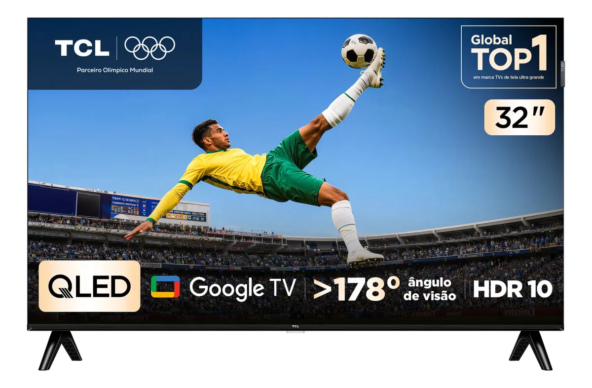 Smart TV TCL 32" HD QLED S5K WiFi Bluetooth Google TV 2 HDMI HDR10 Dolby Audio
